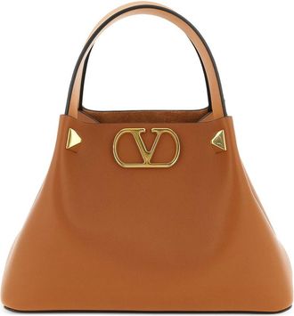 Valentino Garavani V Logo Signature Small Leather Tote Bag