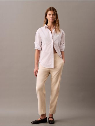 Calvin Klein Womens Ponte Cropped Straight Pants - White - XS