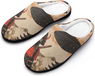 Generic Japanese Chimpanzee Samurais Monkey Womens Slippers Warm House Slippers Indoor House Shoes with Anti-Skid Rubber Sole