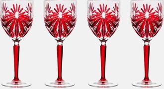 Les-Ottomans Set of 4 floral crystal wine glasses