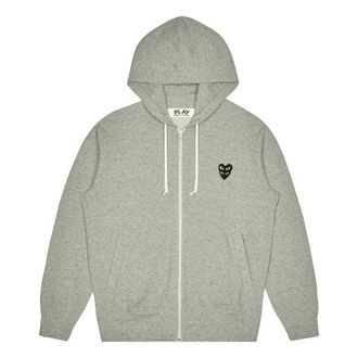 Comme Des Gar&ccedil;ons Zip Hooded Sweatshirt With Black Family Heart Grey AZ-T302-051-1