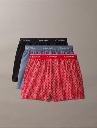 Calvin Klein Mens Icon Cotton Stretch 3-Pack Slim Boxer - Multi - XL
