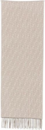 Fendi FF Sjaal - Dames - Accessoires - Beige - Maat: ONE Size Wol