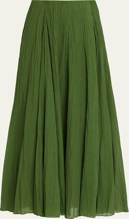Vince Crinkled Pliss&eacute; Cotton-Blend Maxi Skirt