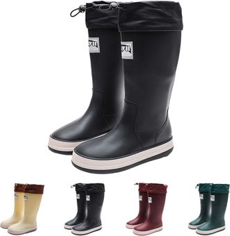 Generic Women Men Wellington Rain Boots Size 5.5, Wellies Slip On Knee High Rainboots Waterproof Garden Muck Boots, Durable Slip Resistant Tall Water Shoes wi