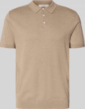 Selected Regular Fit Poloshirt aus Bio-Baumwoll-Mix Modell BERG in Taupe Melange, Gr&ouml;&szlig;e XXL