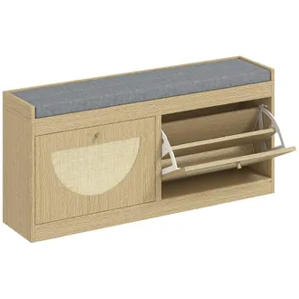 HOMCOM Banco zapatero 104.5x24x48 cm madera natural