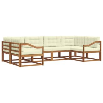 vidaXL Conjunto De Sof&aacute;s De Exterior Con Coj&iacute;n 6 Pcs Natural Y Crema Vidaxl