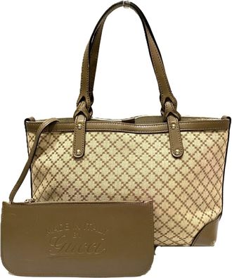 Gucci Beige Canvas Pouch Tote Bag (Pre-Owned)