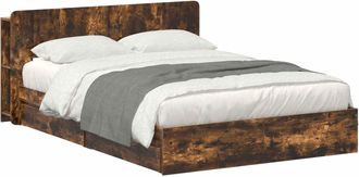 vidaXL Estructura De Cama Con Almacenamiento Con Caj&oacute;n Roble Ahumado Vidaxl