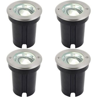 Loops 4 PACK Stainless Steel IP67 Ground Light - 6W Cool White LED - Tilting Head in Metallics