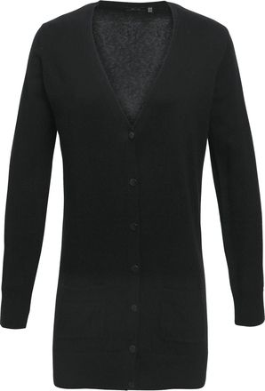 Premier Dames/Dames Longline V Hals Gebreid Vest (Zwart)
