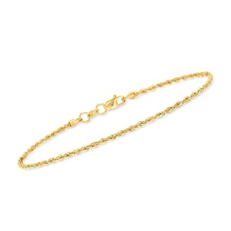 RS Pure by Ross-Simons 1.5mm 14kt Yellow Gold Twisted Rope-Chain Bracelet