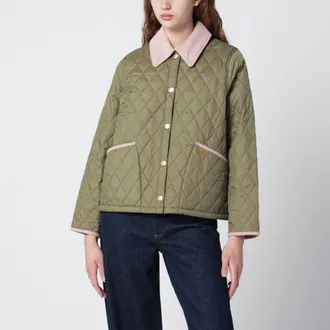 Barbour Liddesdale Cropped Icons quilted jacket in olive green