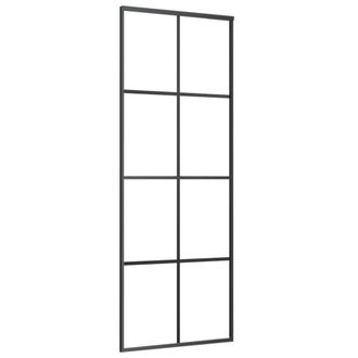 Berkfield Home Sliding Door Aluminium & ESG Glass 76x205 cm Black