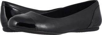 Softwalk Sonoma Ballet Flat Womens Black Leather Cap Toe Slip On ZOGG1639