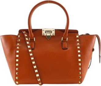 Valentino Pre-owned Rockstud Calf 2way Bag - Dames - Vintage Handtas - Bruin - ONE Size - Leer - Vintage