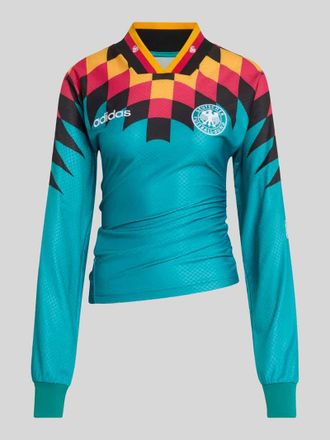 adidas Originals Slim Fit Langarmshirt mit DFB Logo-Applikation in Dunkelgruen, Gr&ouml;&szlig;e XL