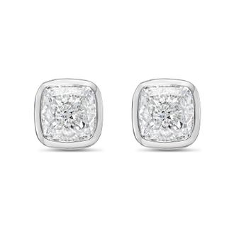Diana M. Jewels 14KT WHITE GOLD LAB GROWN CUSHION CUT STUDS IN A BEZEL SETTING WEIGHING 3.00 CTS TW