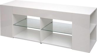 Hhg Hhg - Nunca Usado] Estanter&iacute;a Tv 640, Soporte Tv Mesa Tv Lowboard Mueble Tv Cajonera, Madera 50x144x40cm Compartimento De Almacenaje, Blanco Alto Bril