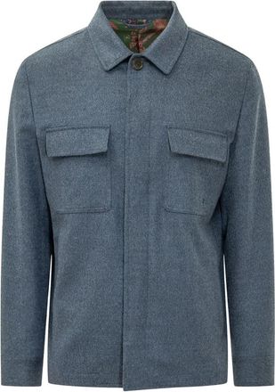 Etro Overshirt van kasjmier en wol - Heren - Zomerjassen - Blauw - M - Wol - Jassen