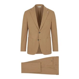 Manuel Ritz Single Breasted Suits, male, Brown, Size: 2XL Abito