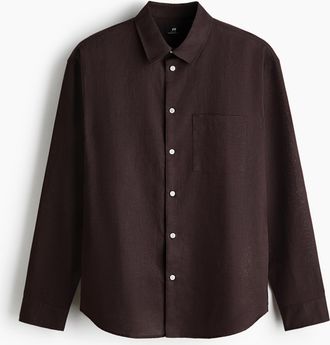 H&M Hemd aus Leinenmix in Relaxed Fit - Brown
