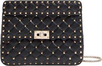 Valentino Garavani Black Rockstud Spike Medium Shoulder Bag