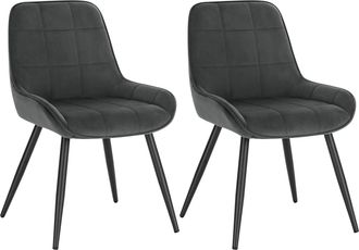 Woltu Woltu 2x Sillas De Comedor Silla Ergon&oacute;mica Con Respaldo Silla De Terciopelo En Estructura Metal Sillas Para Dormitorio Sal&oacute;n Comedor Y Cocina Gris Os