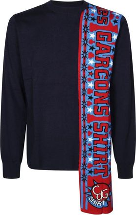 Comme Des Gar&ccedil;ons Stijlvolle Gebreide Top - Heren - Ronde hals truien - Blauw - L - Truien & Vesten