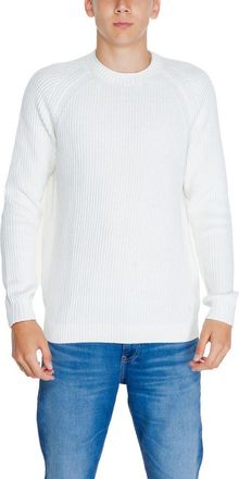 Calvin Klein Jeans Mens Ribbed Crew Neck Sweater - White Cotton - Size EU 48 (Mens)