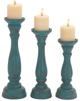 UMA Enterprises Inc. Set Of 3 Distressed Decorative Candle Holders