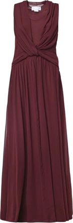 Genny Lange Chiffon Cape Jurk - Dames - Avondkleed - Rood - XS - Chiffon - Kleedjes