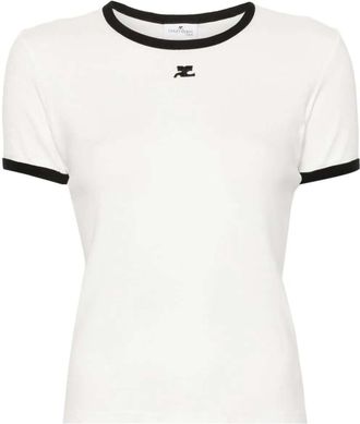 Courr&egrave;ges T-Shirt mit Applikation