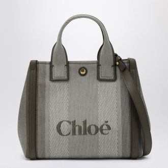 Chlo&eacute; Carry Small Tote Bag In Dark Green Striped Canvas