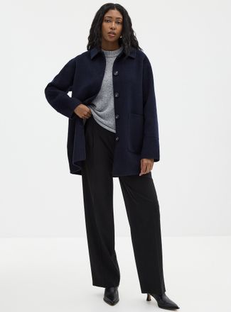 Contemporaine Womens Reprocessed wool felted shirt-collar jacket