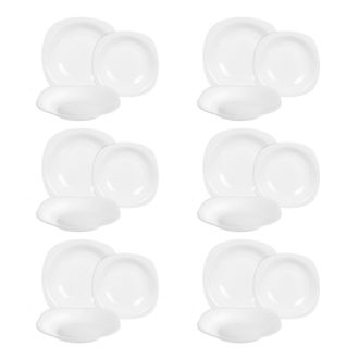 Bormioli Rocco Set piatti Parma in vetro opale, 18 pezzi