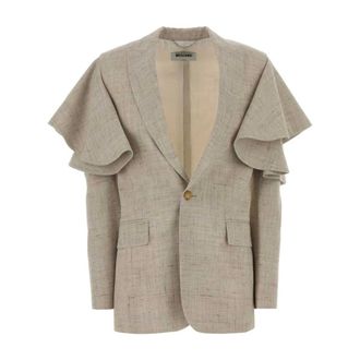 Moschino Blazers, female, Beige, Size: XS Melange Jersey Blazer