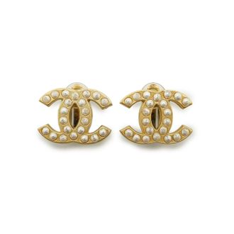 Chanel Vintage Metalen Oorbellen CC