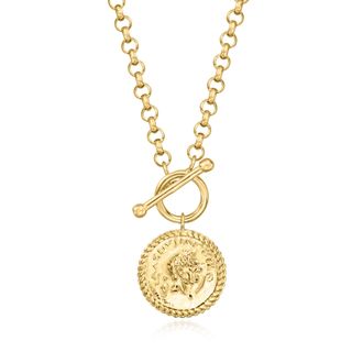 Ross-Simons 18kt Gold Over Sterling Coin Toggle Necklace