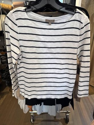 Lilla P Womens Striped Boatneck Tee In Navy Stripe
