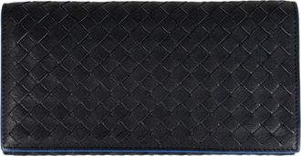 Bottega Veneta Black Leather Long Wallet (Bi-Fold) (Pre-Owned)