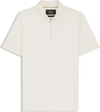 BOSS Cotton-silk polo shirt with zip neck