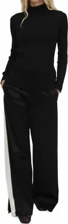 Rosetta Getty Plisse Turtleneck Top In Black