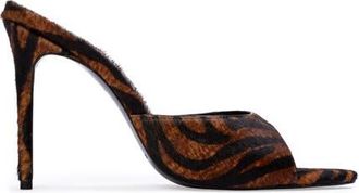 Black Suede Studio Jazz 100 Fur Mule in Brown Zebra Pony Hair at Nordstrom, Size 37