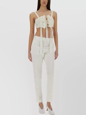 Moschino crop top in cotton and silk voile