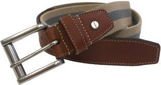 Boconi Elastic Braid Leather Tab Belt in Khaki/Ivory at Nordstrom Rack, Size 38