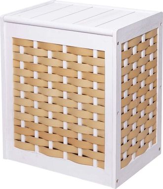 Hhg non utilizzato] Cesta borsa portabiancheria decorativo salvaspazio 818 legno paulonia 85l bianco