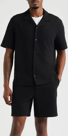 Open Edit Knit Camp Shirt in Black at Nordstrom, Size Xx-Large
