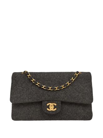 Chanel Borsa a spalla Classic Double Flap in lana 1990 - Grigio